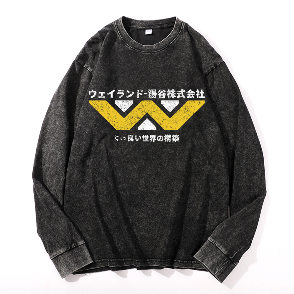 Weyland Yutani  Vintage Cotton Wash Crewneck Long-Sleeve T-Shirt