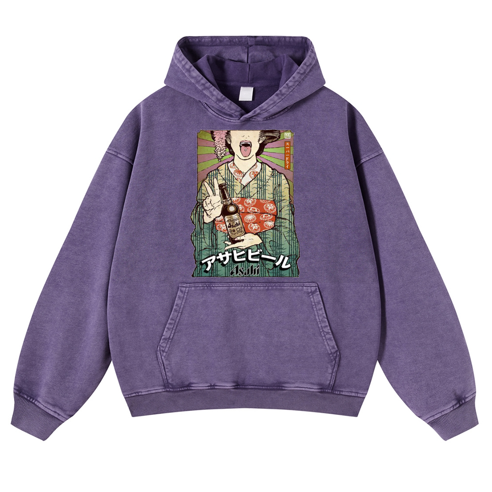 Asahi Breweries Vintage Washed Thick Cotton Hoodie