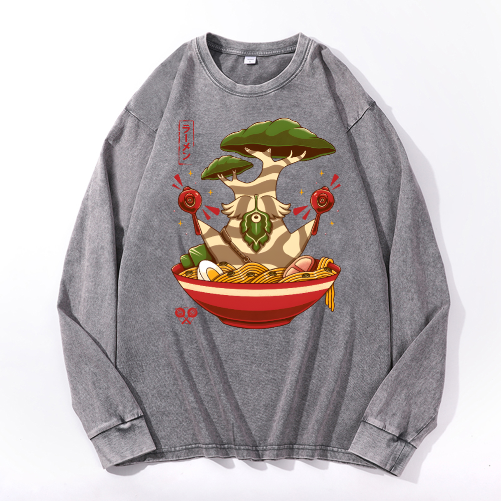 Bonsai Vintage Cotton Wash Crewneck Long-Sleeve T-Shirt