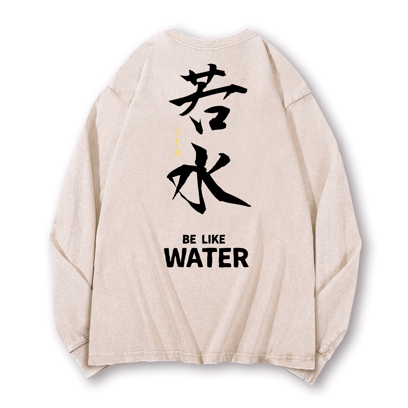 Bruce Lee Water Vintage Washed Cotton Back Art Long-sleeve T-shirt
