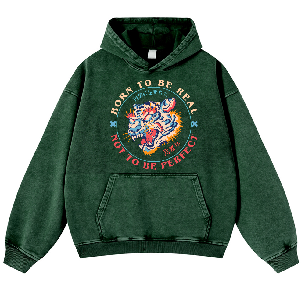 Tiger Vintage Washed Thick Cotton Hoodie