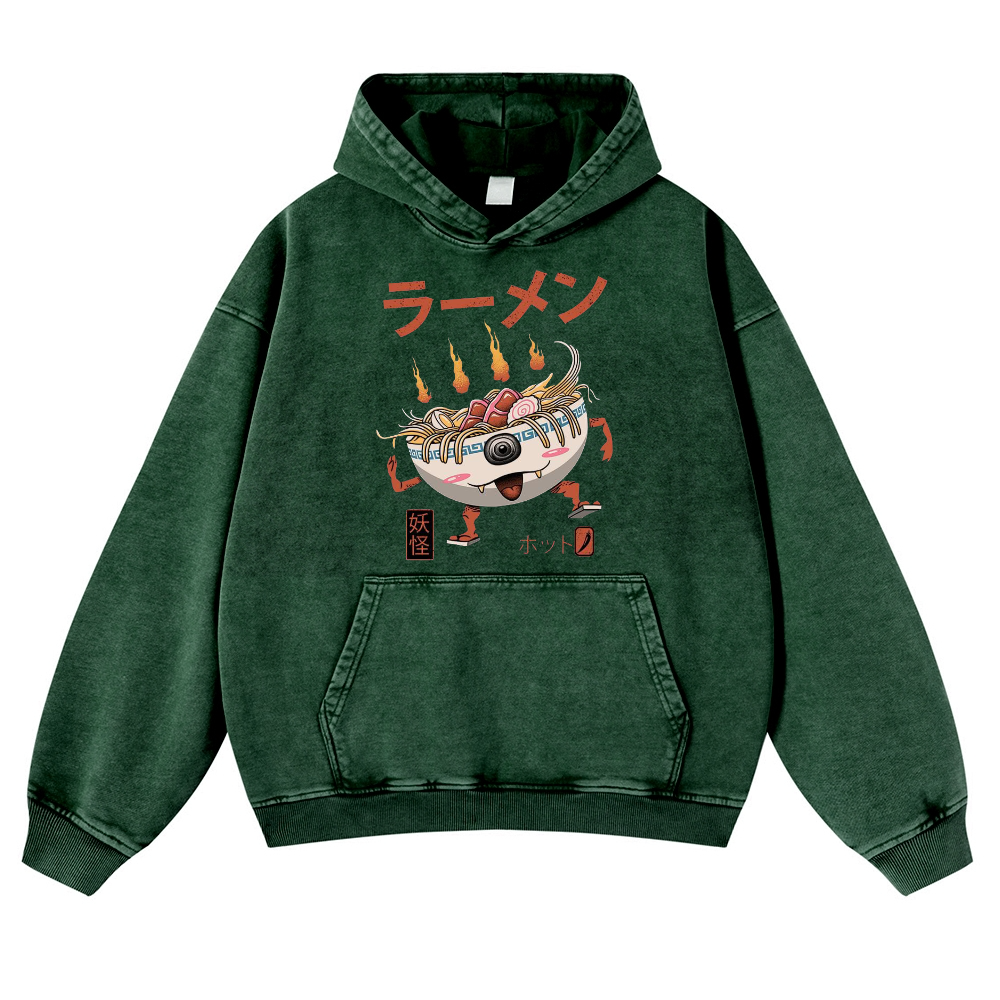 Ramen Monster Vintage Washed Thick Cotton Hoodie