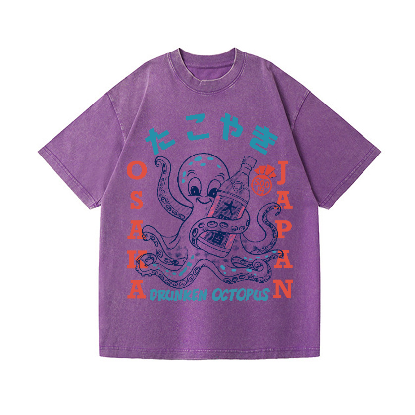 Drunken Octopus Vintage Wash Japanese Design T-Shirt