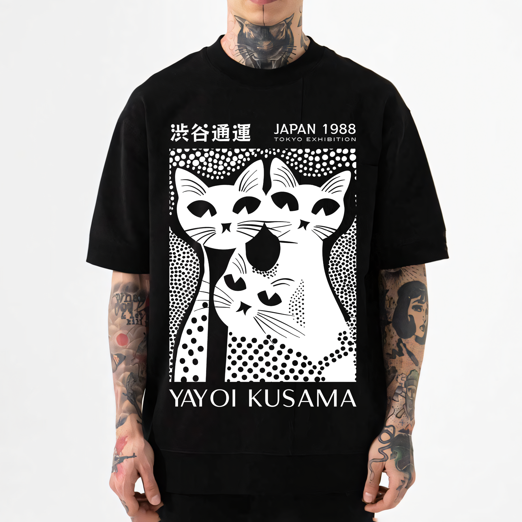 Yayoi Kusama Black Cat  Japanese Style Classic Tee