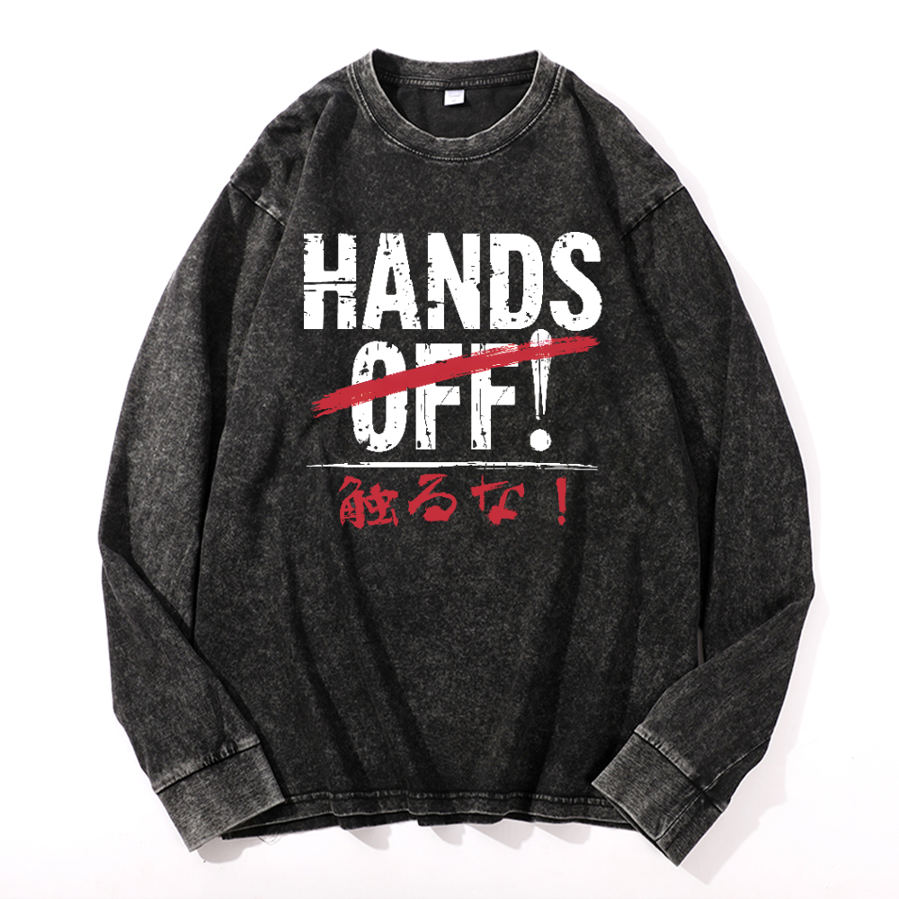 Hands Off Vintage Cotton Wash Long-sleeve T-shirt
