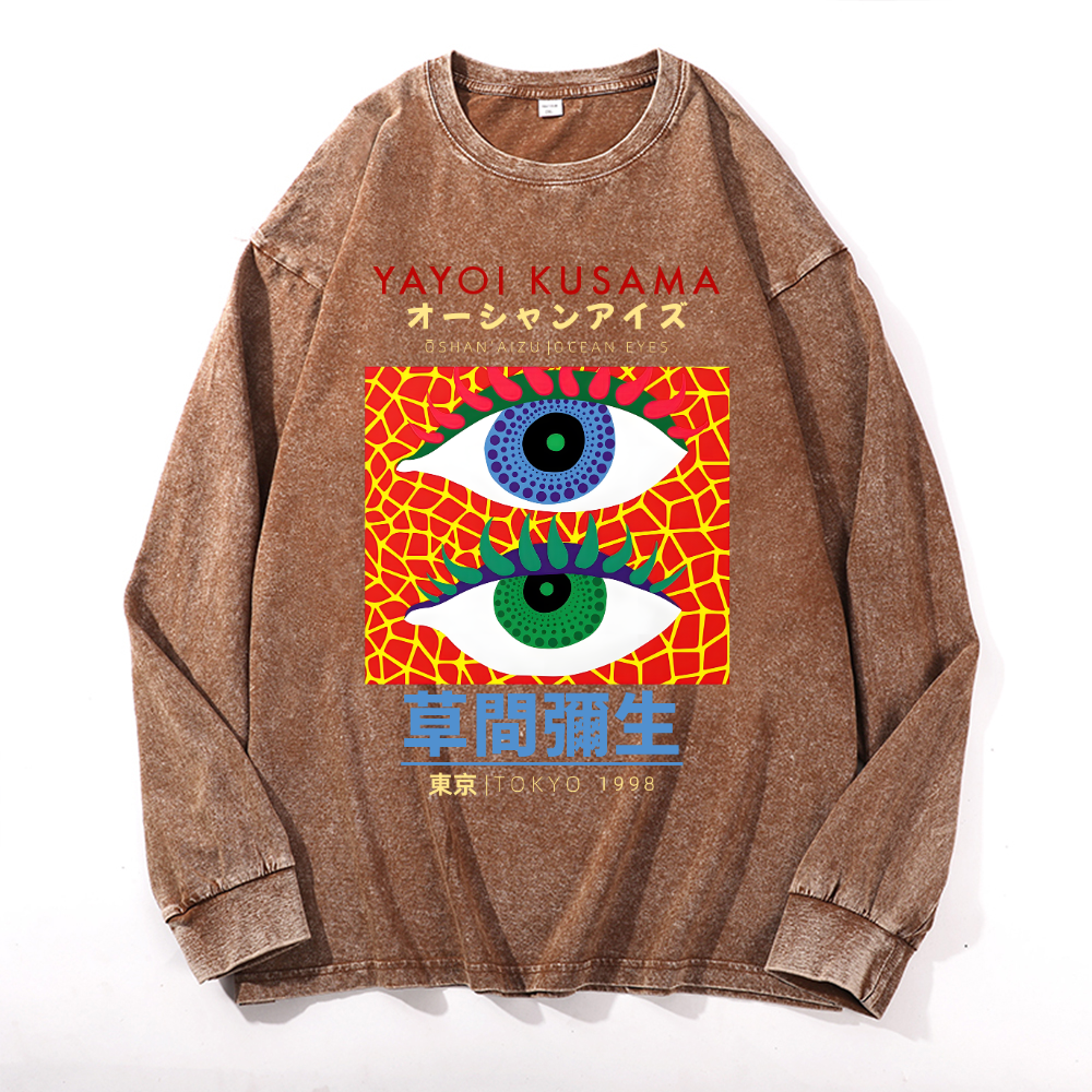 Yayoi Kusama Vintage Cotton Wash Crewneck Long-Sleeve T-Shirt