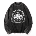 Octopus Takoyaki Osaka Japan Vintage Cotton Wash Crewneck Long-Sleeve T-Shirt