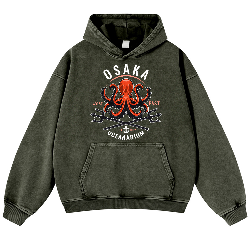 Osaka Octopus Vintage Washed Thick Cotton Hoodie