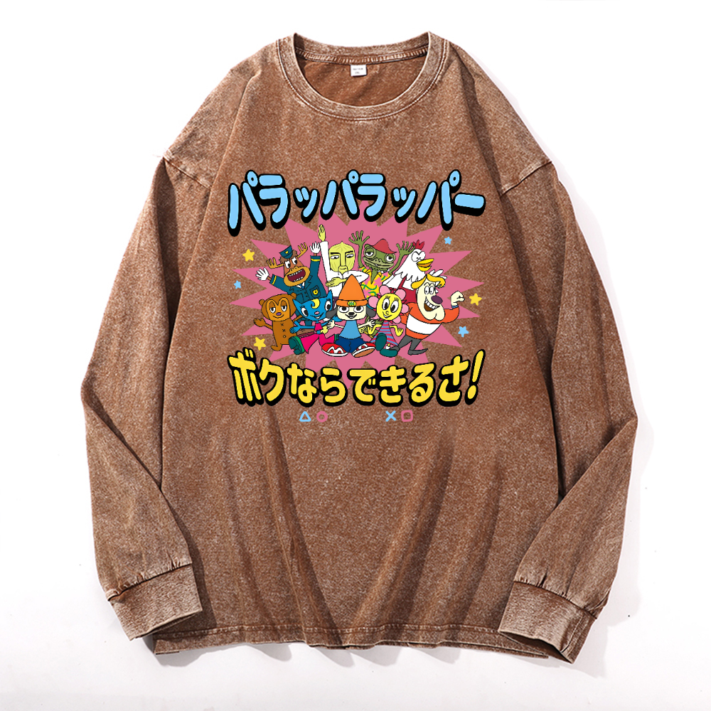 PaRappa the Rapper Vintage Cotton Wash Long-sleeve T-shirt