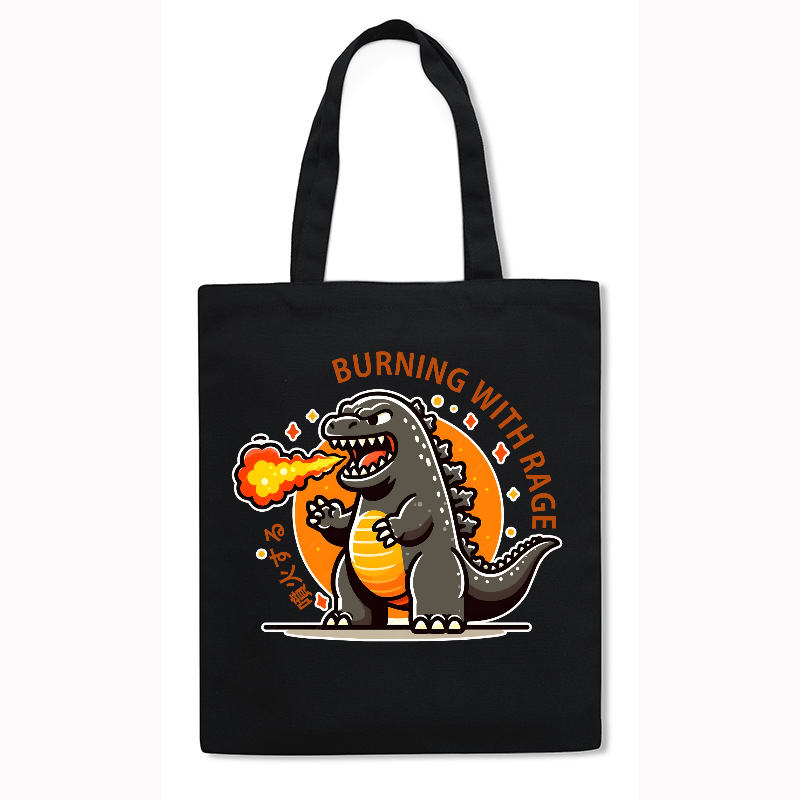 Burning Kaiju Japanese Style Canvas Tote Bag