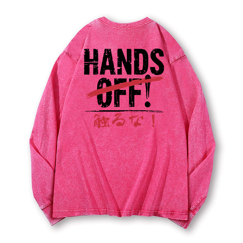 Hands Off Vintage Washed Cotton Back Art Long-sleeve T-shirt
