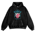 Osaka Dotonbori Drunken Octopus Vintage Washed Thick Cotton Hoodie