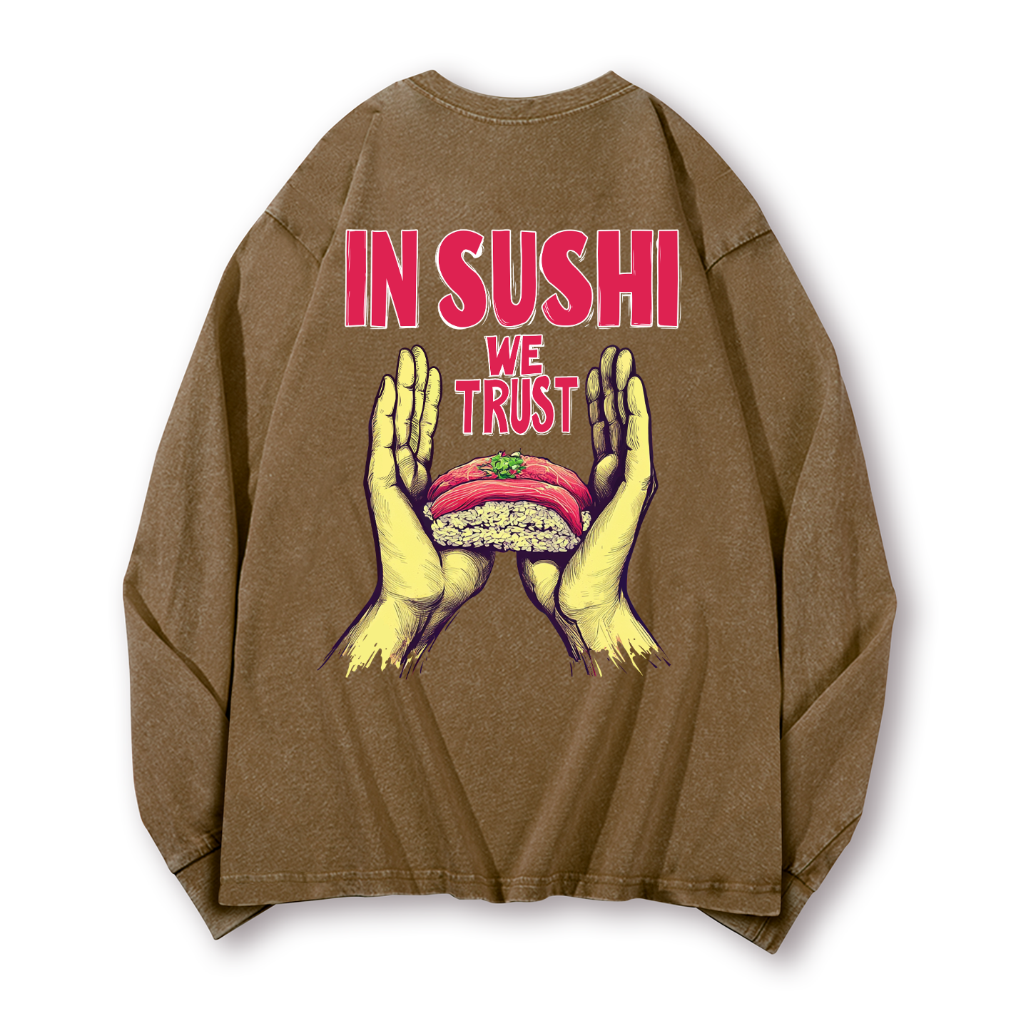 In Sushi We Trust Vintage Washed Cotton Back Art Long-sleeve T-shirt