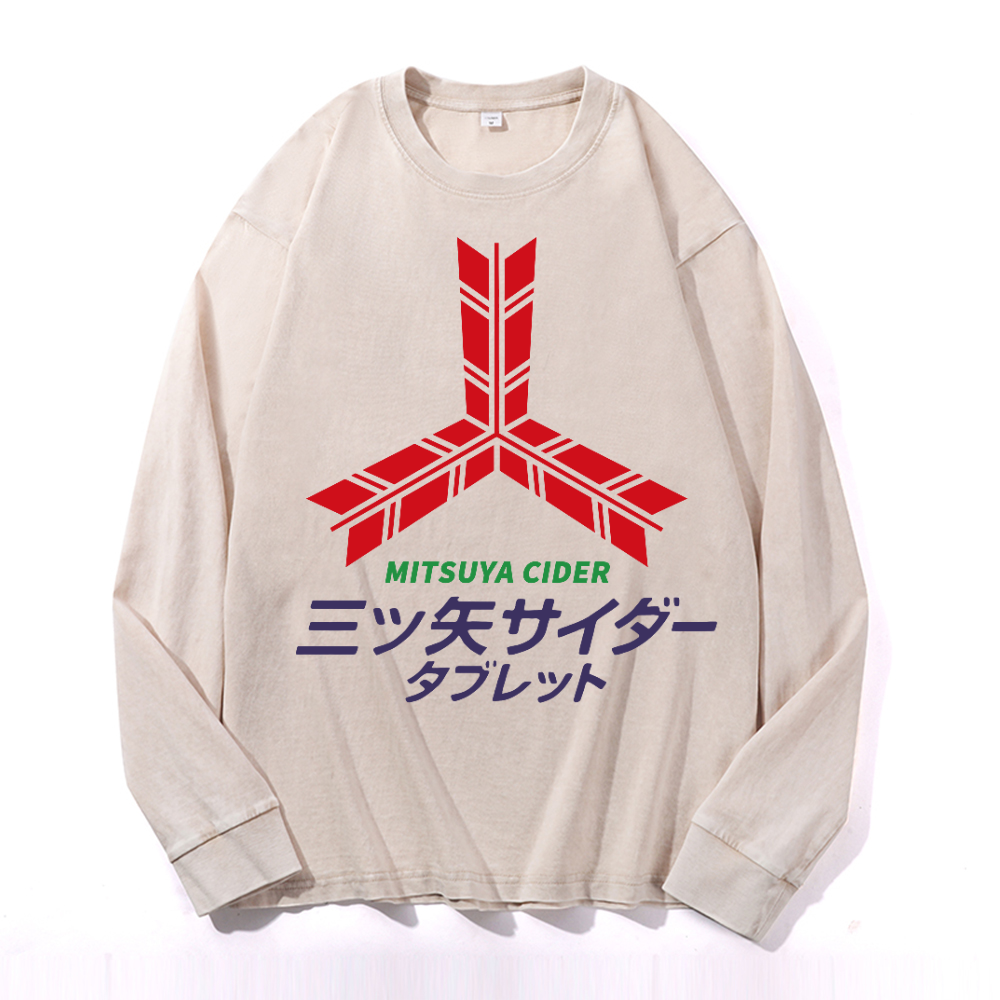 Vintage Cotton Wash Crewneck Long-Sleeve T-Shirt