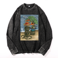 Bonsai Vintage Cotton Wash Crewneck Long-Sleeve T-Shirt