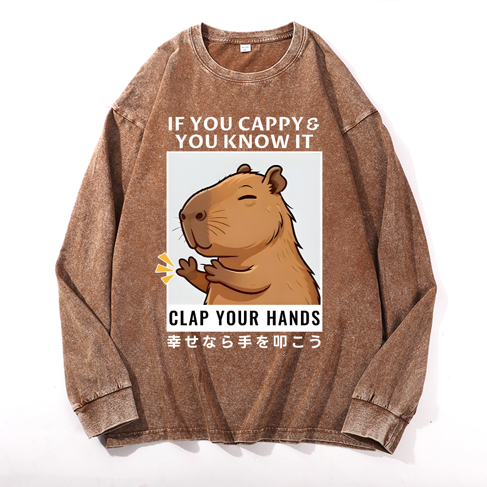 Capybara Vintage Cotton Wash Long-sleeve T-shirt