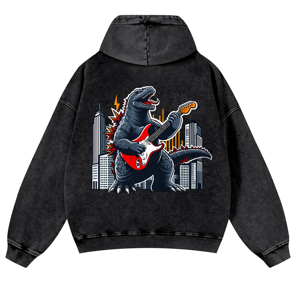 Rock Kaiju Vintage Washed Cotton Back Art Hoodie