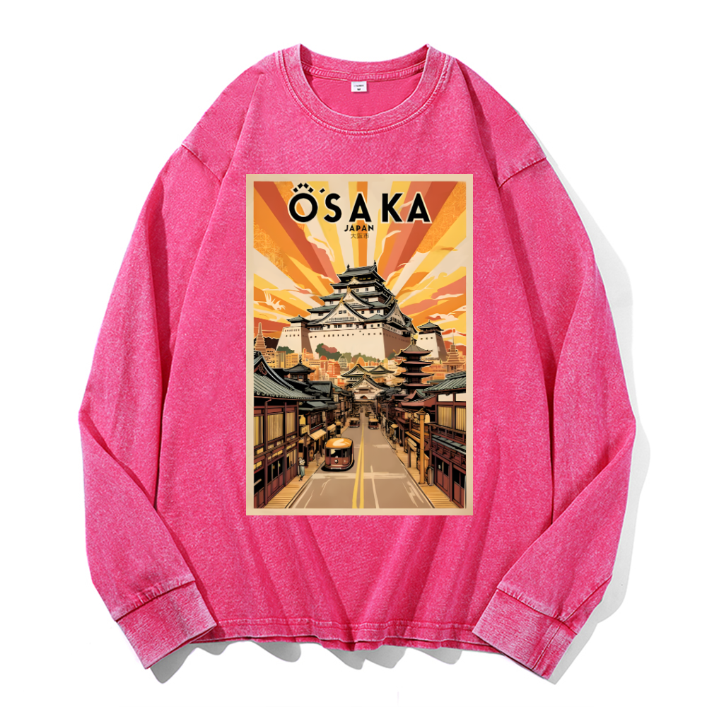 Osaka Vintage Cotton Wash Crewneck Long-Sleeve T-Shirt