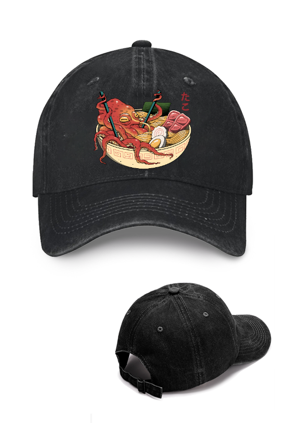Ramen Octopus Vintage Cotton Cap