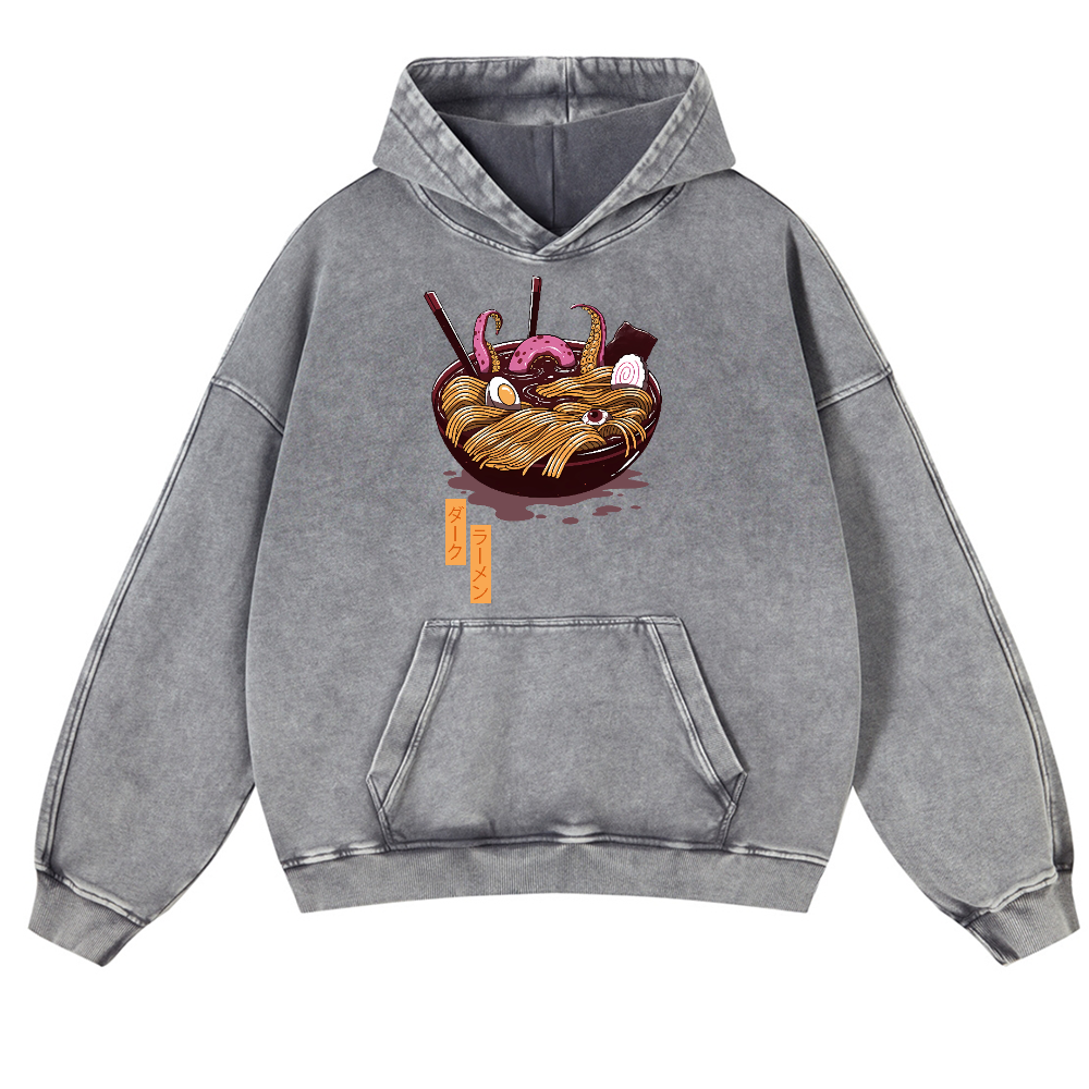 Dark Ramen Vintage Washed Thick Cotton Hoodie