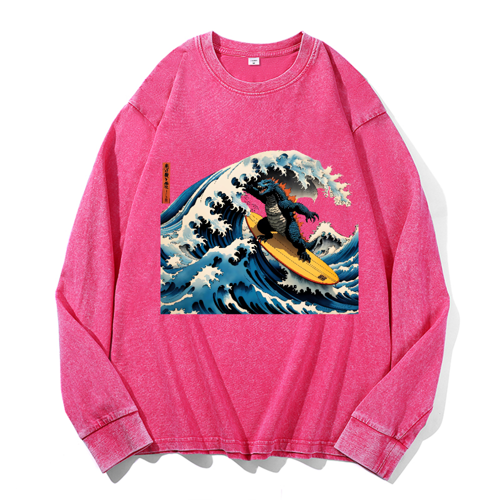 Vintage Cotton Wash Crewneck Long-Sleeve T-Shirt