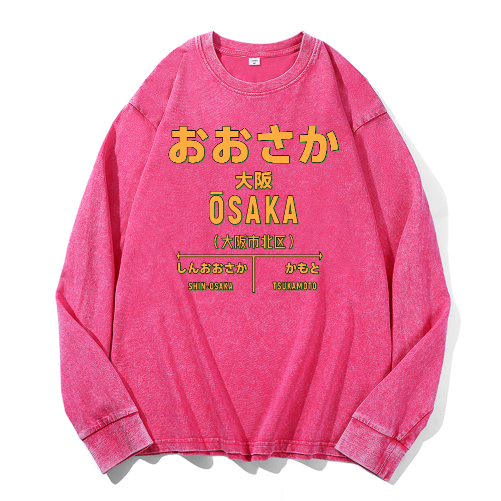 Osaka Vintage Cotton Wash Crewneck Long-Sleeve T-Shirt