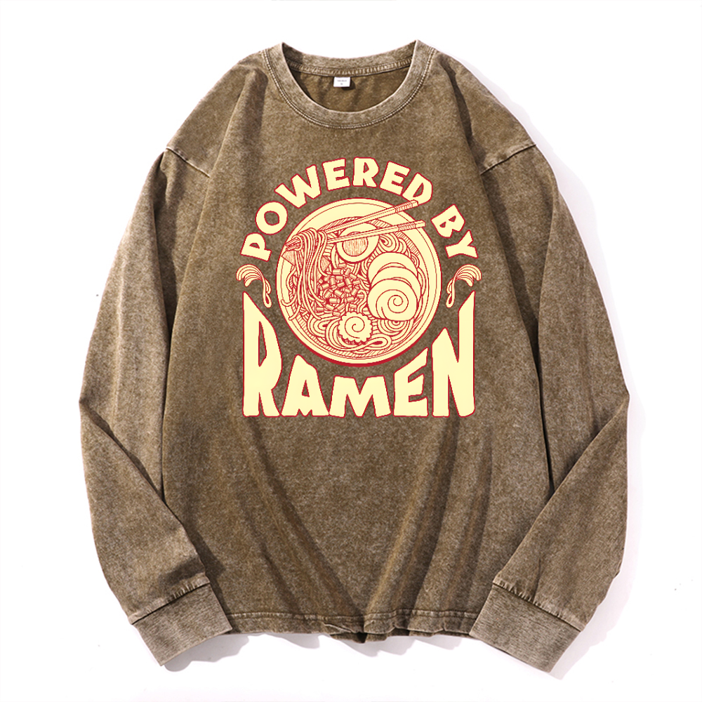 Ramen Vintage Cotton Wash Crewneck Long-Sleeve T-Shirt