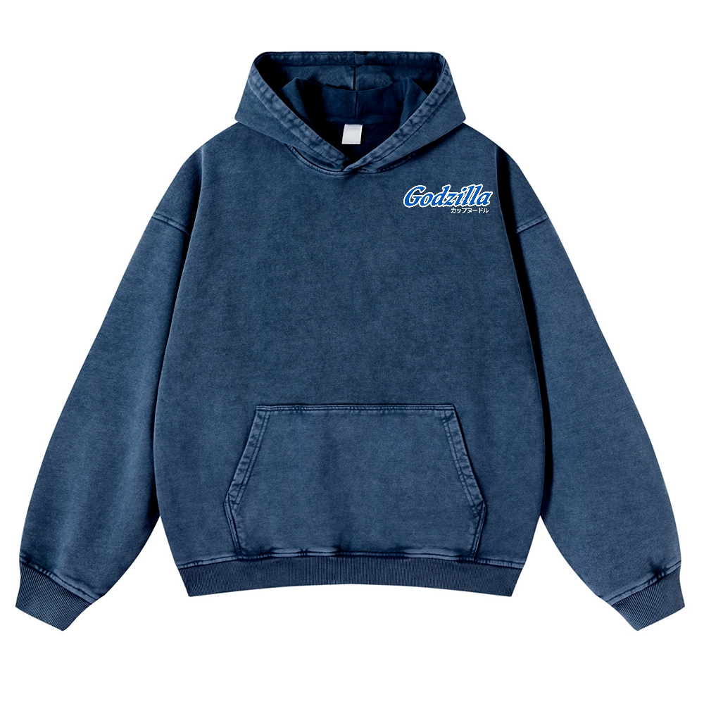 Kaiju Cup Noodles Vintage Washed Cotton Back Art Hoodie