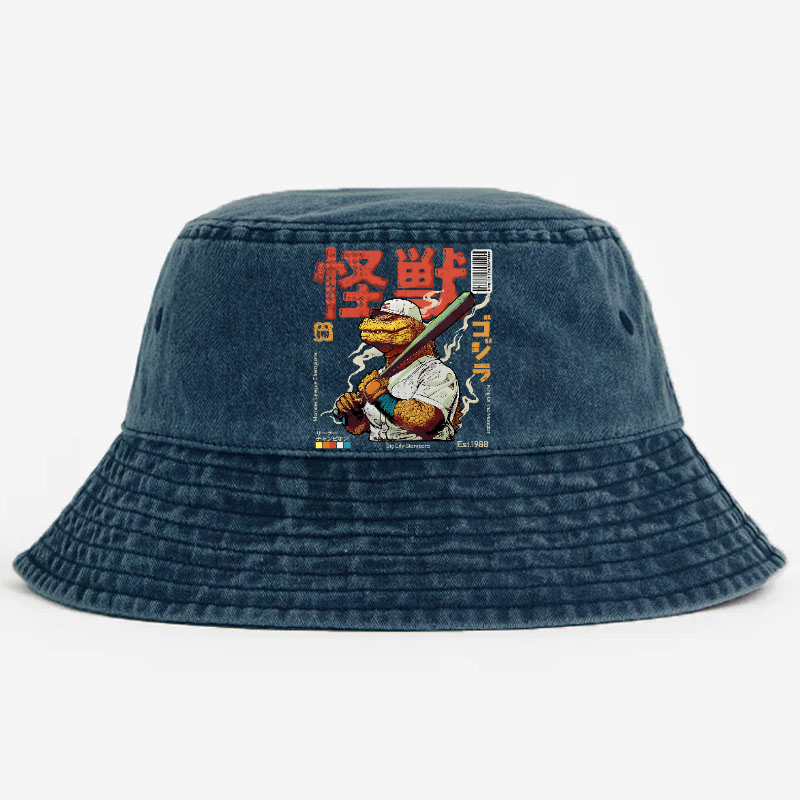 Kaiju Baseball Vintage 100% Cotton Bucket Hat