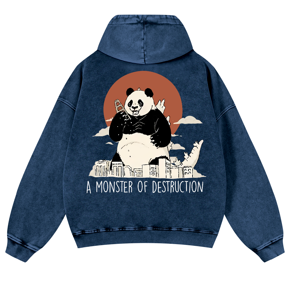 Panda Kaiju Vintage Washed Cotton Back Art Hoodie