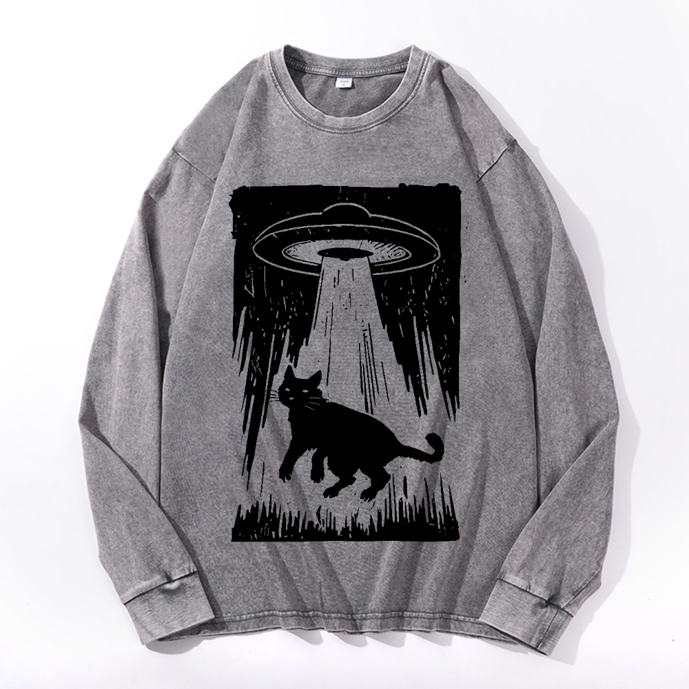 Vintage Cotton Wash Crewneck Long-Sleeve T-Shirt