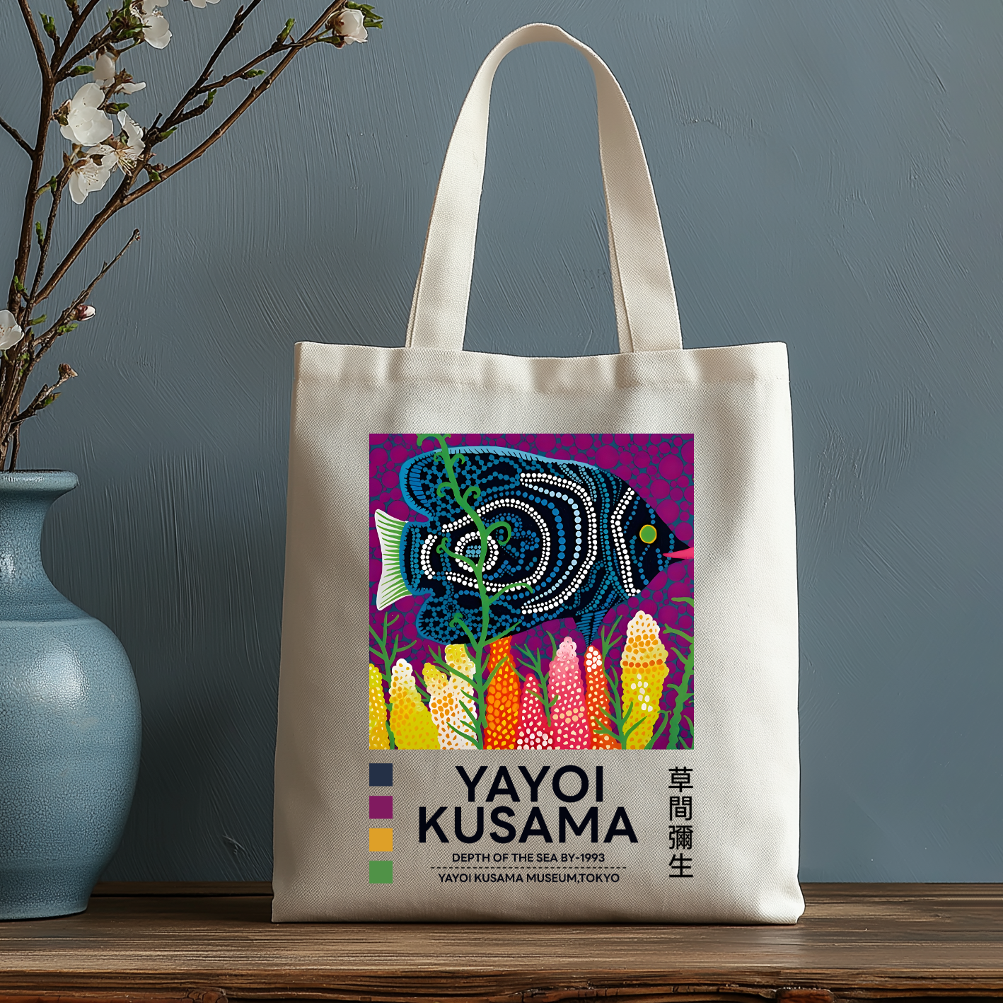 Yayoi Kusama Japanese Style Canvas Tote Bag