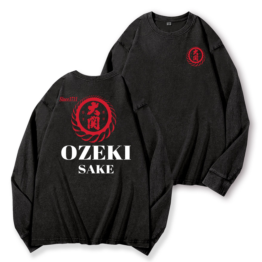 Ozeki Sake Vintage Washed Cotton Back Art Long-sleeve T-shirt