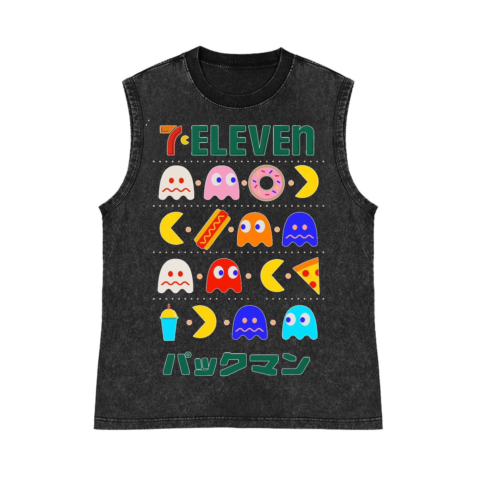 Pacman Pure Cotton Wash-Dyed Sleeveless Tank Top