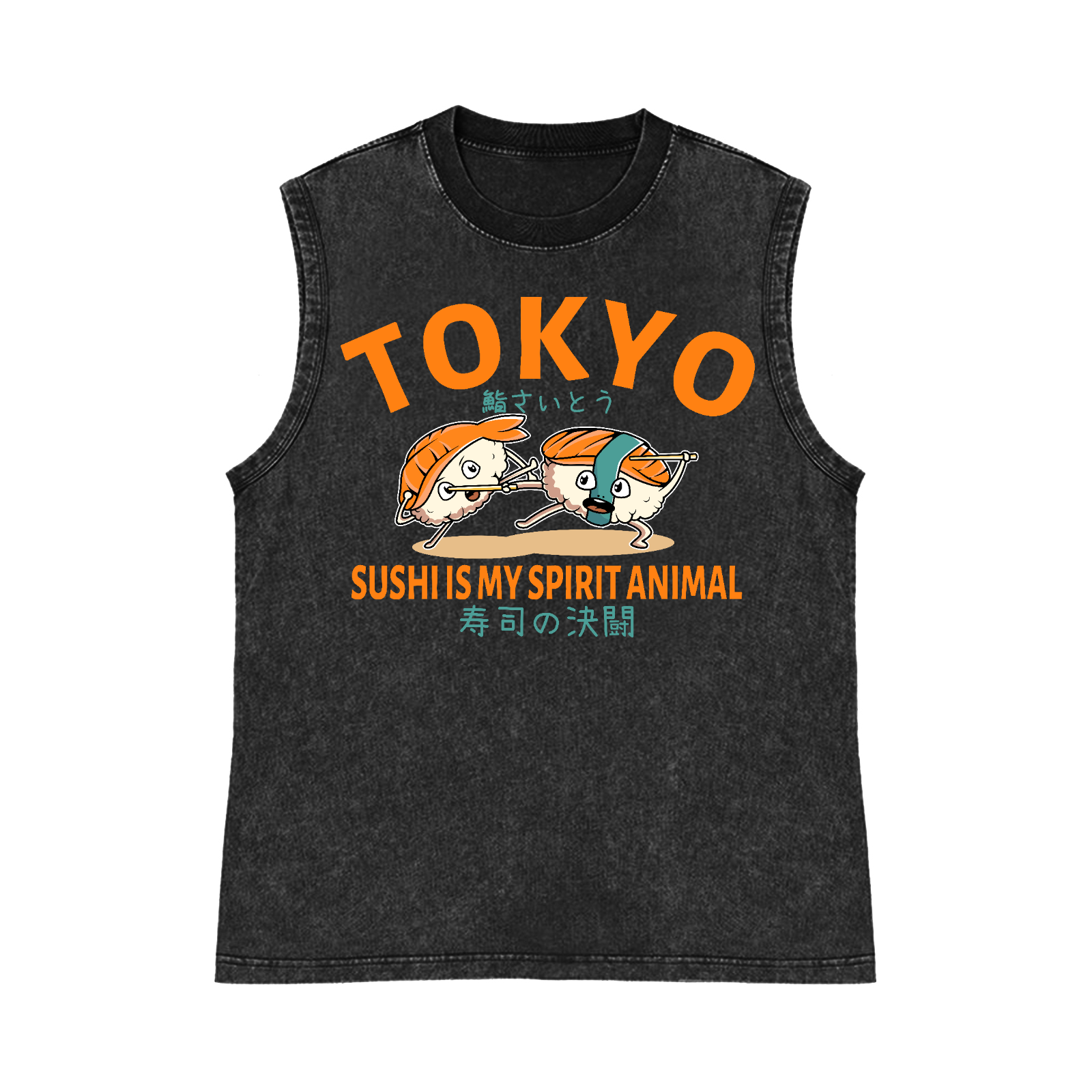Sushi Pure Cotton Wash-Dyed Sleeveless Tank Top