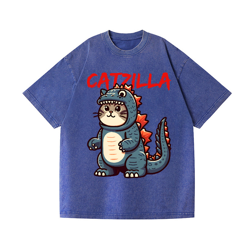 Catzilla Cat Kaiju Vintage Wash Japanese Design T-Shirt