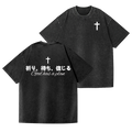 God Has Plan Jesus Easter Faith Vintage Wash Japanese Design Back Art T-Shirt