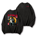 Cat Kaiju Catzilla Vintage Washed Cotton Back Art Long-sleeve T-shirt