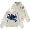 Octopus Vintage Washed Cotton Back Art Hoodie
