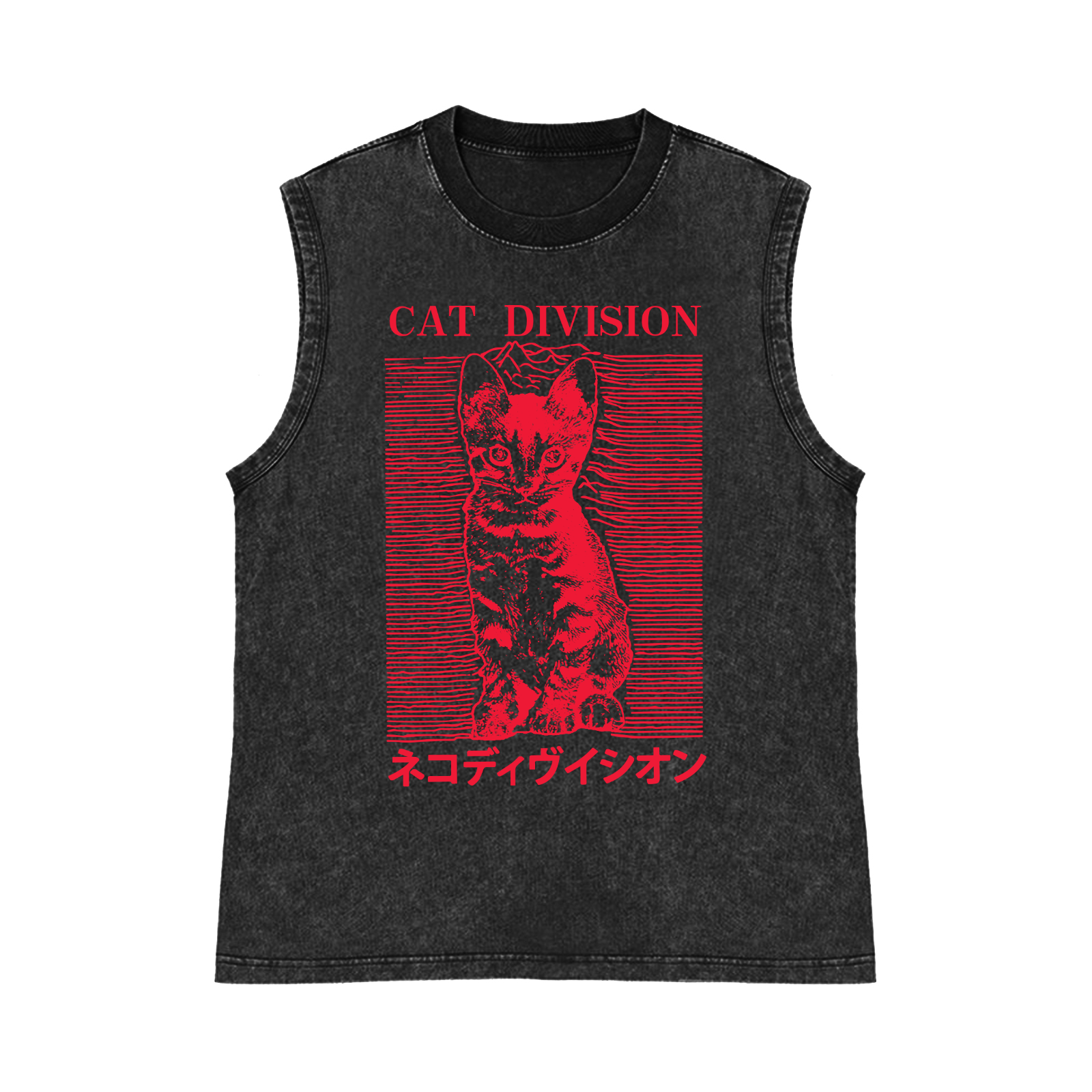 Cat Division Pure Cotton Wash-Dyed Sleeveless Tank Top