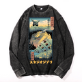 Ghibl iNausicaä of the Valley of the Wind  Anime Vintage Cotton Wash Crewneck Long-Sleeve T-Shirt
