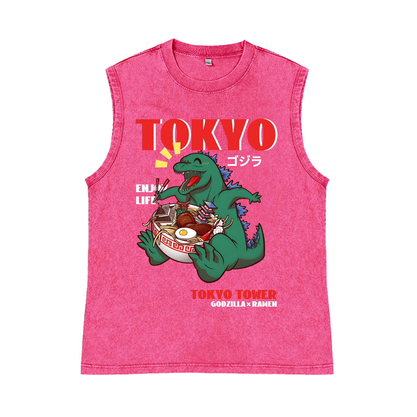 Tokyo Kaiju Ramen Pure Cotton Wash-Dyed Sleeveless Tank Top
