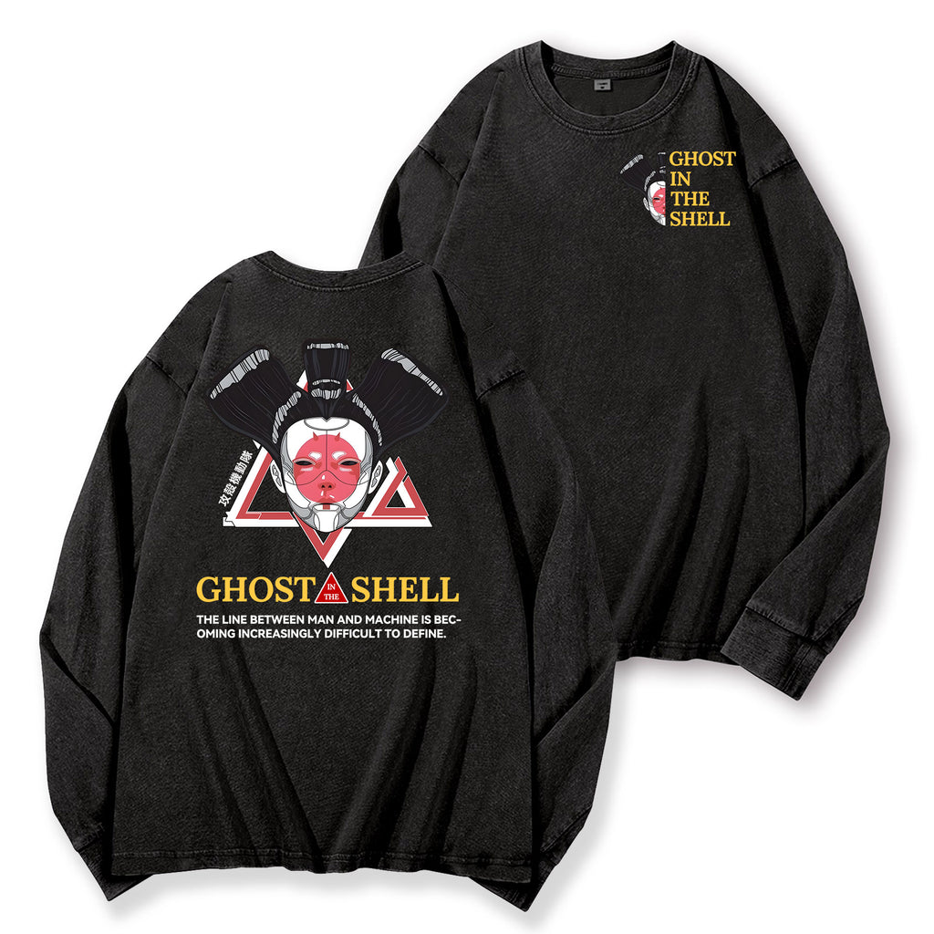 Ghost in the Shell Geisha Vintage Washed Cotton Back Art Long-sleeve T-shirt