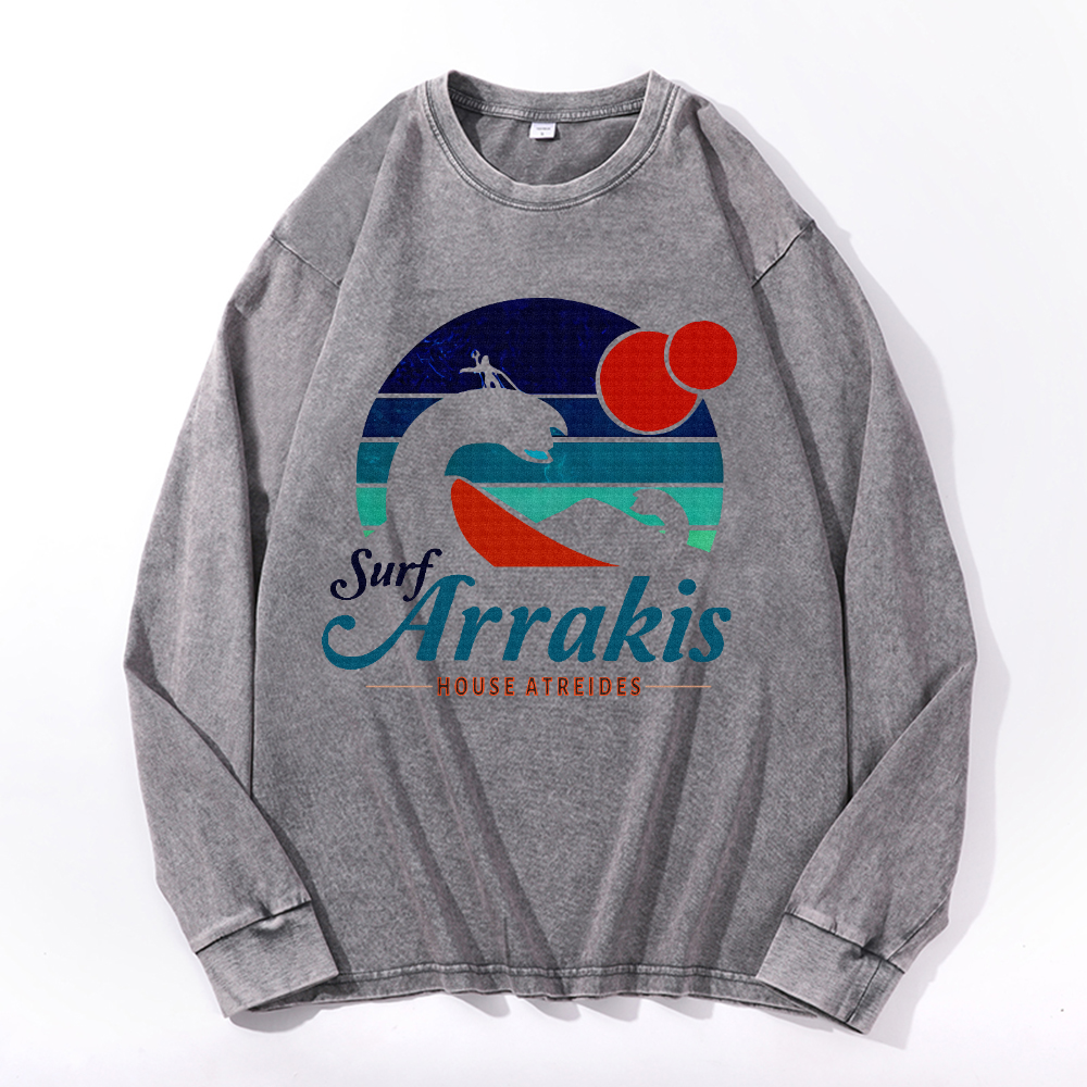 Vintage Cotton Wash Crewneck Long-Sleeve T-Shirt