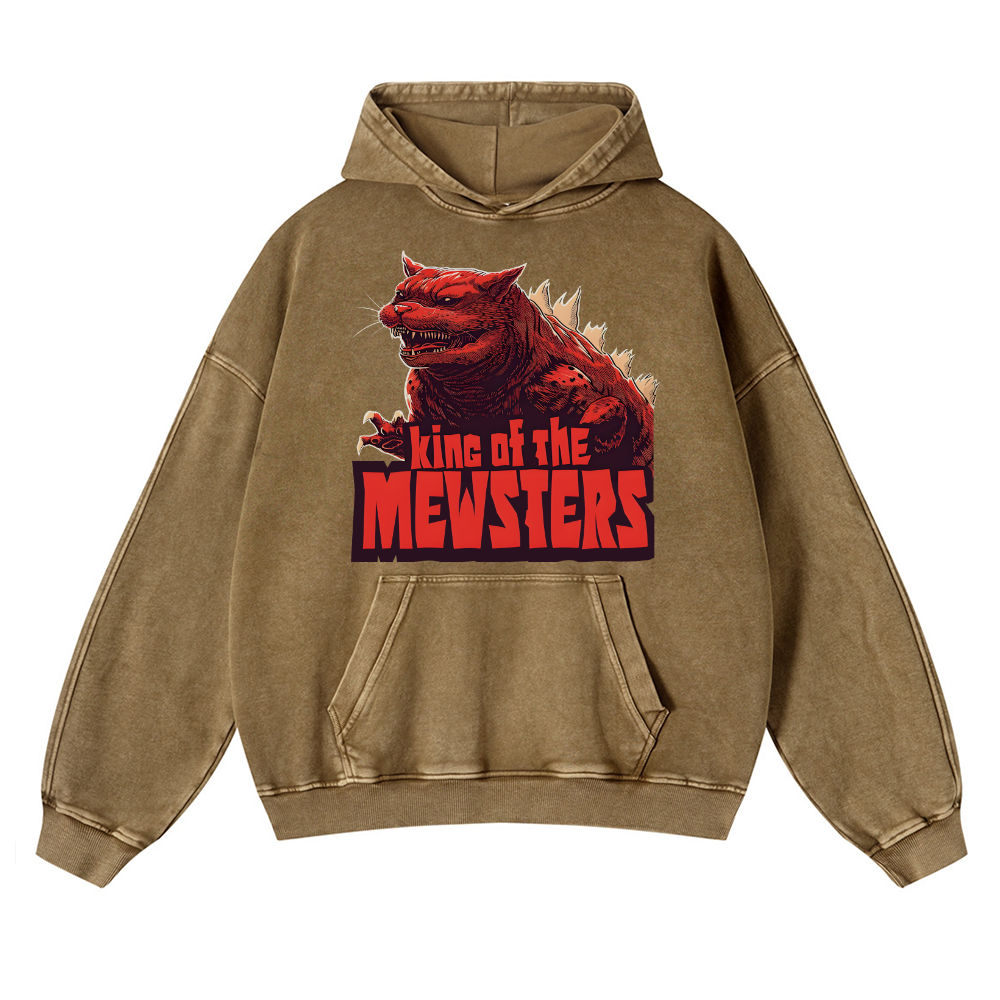 Catzilla Cat Kaiju Vintage Washed Thick Cotton Hoodie