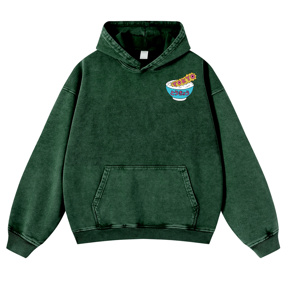 Kaiju The Monster Rice of Tokyo Vintage Washed Cotton Back Art Hoodie