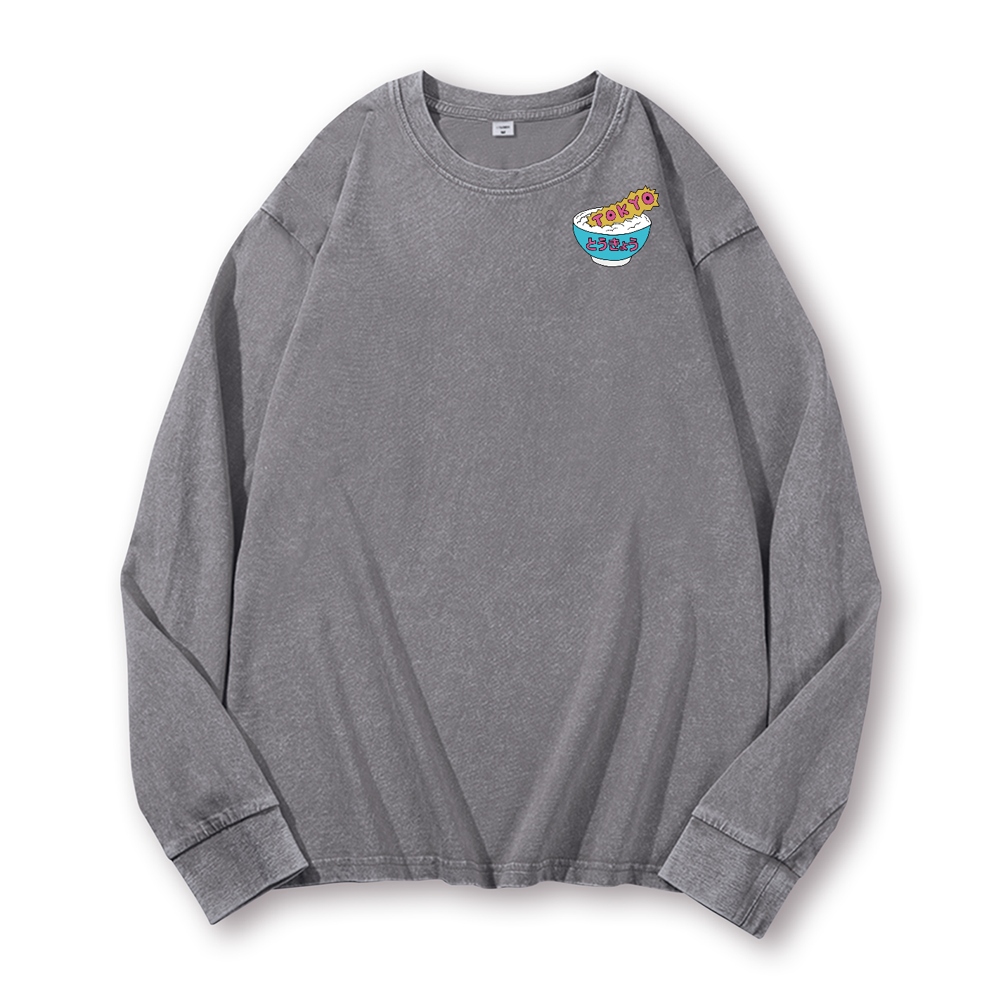 Kaiju The Monster Rice of Tokyo Vintage Washed Cotton Back Art Long-sleeve T-shirt