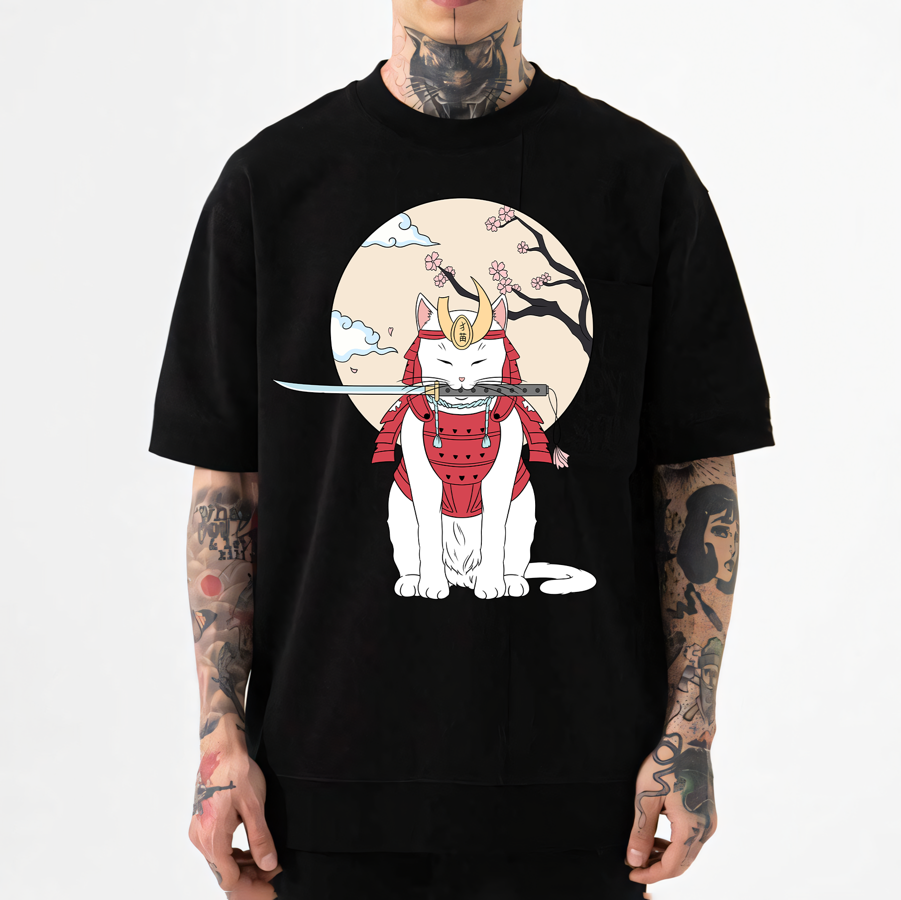 Samurai Cat Japanese Style Classic Tee