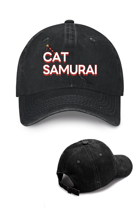 Cat Samurai Vintage Cotton Cap