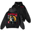 Cat Kaiju Catzilla Vintage Washed Cotton Back Art Hoodie